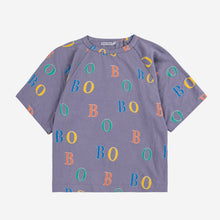 Load image into Gallery viewer, Bobo Choses navy blue t-shirt with colourful &#39;BOBO&#39; print on 
