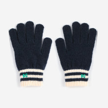 Load image into Gallery viewer, Bobo Choses Pair of navy gloves with striped cuffs 
