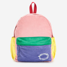 Load image into Gallery viewer, Bobo Choses colour block backpack with pink, green, yellow and purple sections 
