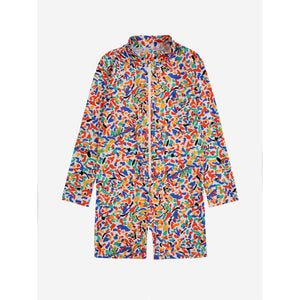Bobo Choses - multicolour confetti print swimsuit with shorts and long sleeves