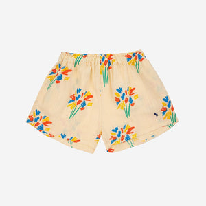 Bobo Choses - pale yellow woven shorts with all over fireworks print