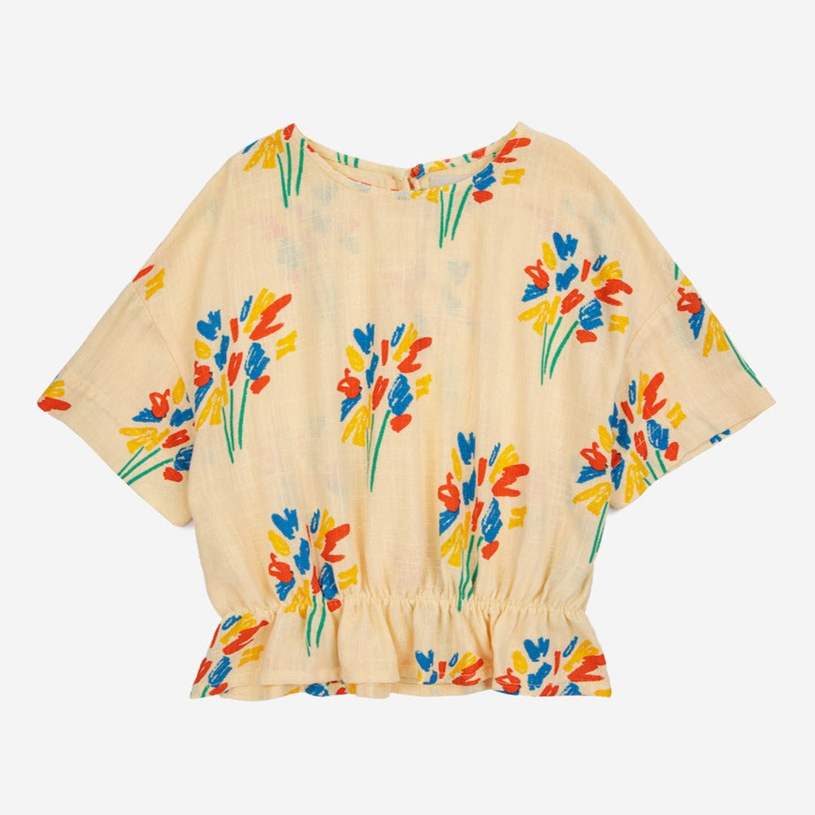 Bobo Choses - pale yellow woven blouse with all over fireworks print