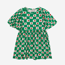 Load image into Gallery viewer, Bobo choses - green check dress with all over tomato print
