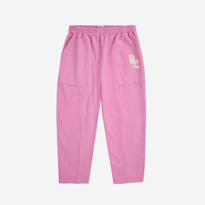 Bobo Choses - pink sweatpants with BC white logo and tapered leg
