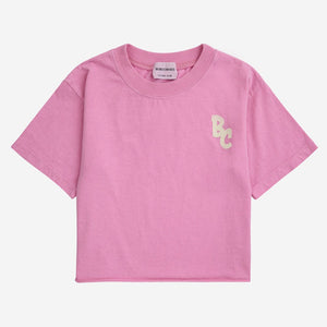 Bobo Choses - pink t-shirt with white BC print on chest