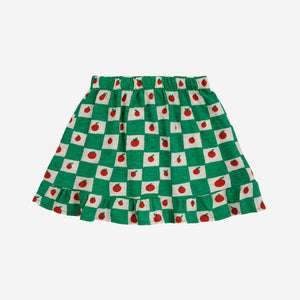 Bobo choses - green check skirt with all over tomato print