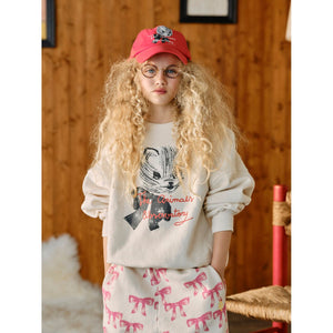 The Animals Observatory - Kitten Oversized Bear Recycled Sweatshirt in White