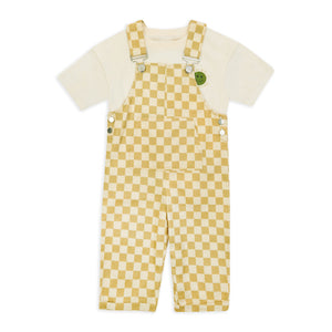 Claude & Co - 90's Checkerboard Dungarees in Ochre