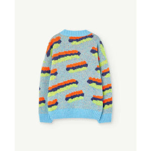 The Animals Observatory - Soft blue knitted sweater with flouro pattern