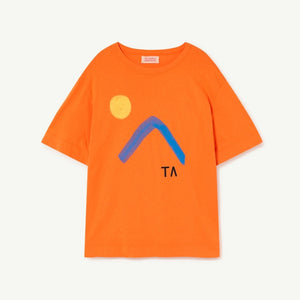 The Animals Observatory - orange t-shirt with abstract sunny horizon print