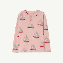 Load image into Gallery viewer, The Animals Observatory - pink long sleeve t-shirt with all over sailboat print
