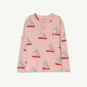 The Animals Observatory - pink long sleeve t-shirt with all over sailboat print