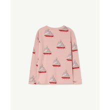 Load image into Gallery viewer, The Animals Observatory - pink long sleeve t-shirt with all over sailboat print
