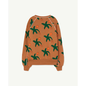 The Animals Observatory -  brown sweatshirt with all over tropical leaf print