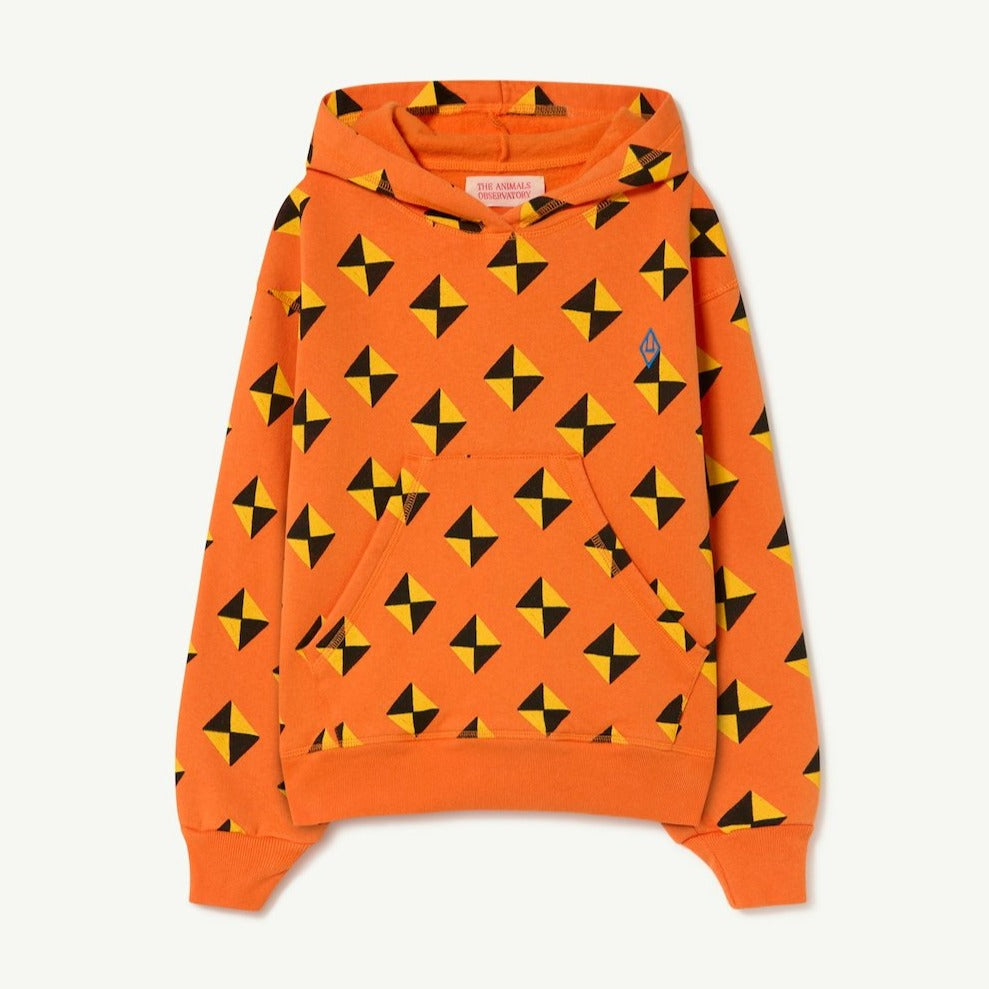 The Animals Observatory - orange hoodie with all over yellow and black geometric print