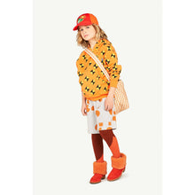 Load image into Gallery viewer, The Animals Observatory - orange hoodie with all over yellow and black geometric print
