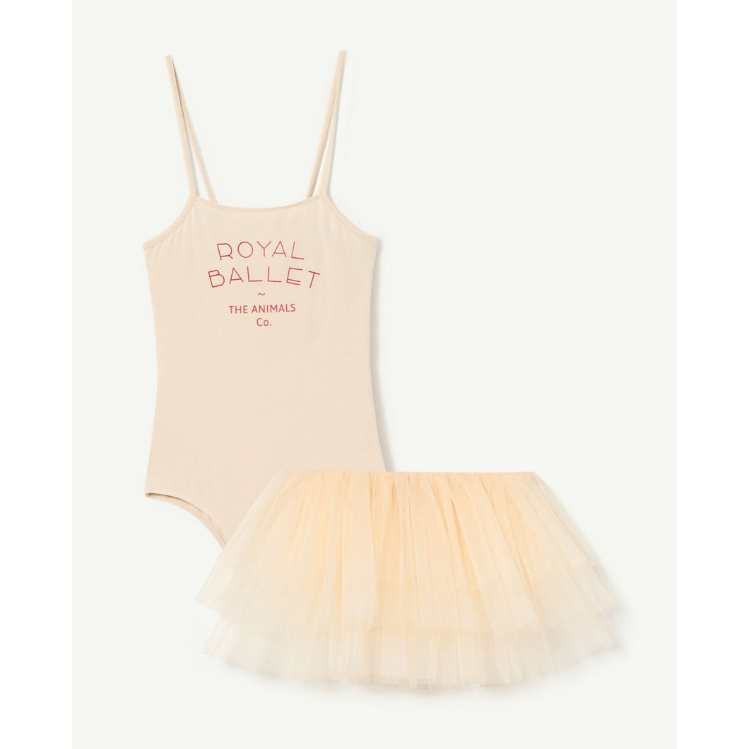 The Animals Observatory - cream ballet set with bodysuit and tutu and royal ballet print