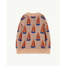 Load image into Gallery viewer, The Animals Observatory -  beige knitted jumper with all over sailboat design
