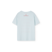 Load image into Gallery viewer, The Animals Observatory soft blue t-shirt with red word print from the new FW24 collection.
