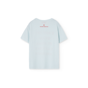 The Animals Observatory soft blue t-shirt with red word print from the new FW24 collection.