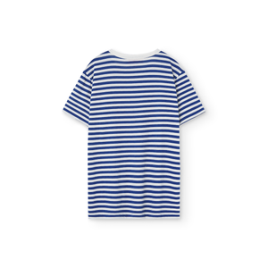 The Animals Observatory blue and white stripe oversized t-shirt with red logo print from the new FW24 collection.