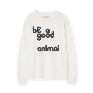 The Animals Observatory white long sleeve top with 'Be a Good Animal' print in black from the new FW24 collection.