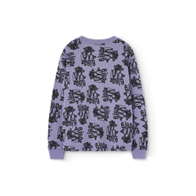 Load image into Gallery viewer, The Animals Observatory purple long sleeve top with all over birds print in black from the new FW24 collection.
