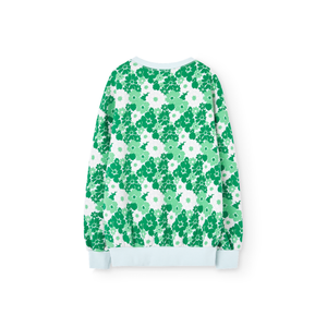 The Animals Observatory soft blue sweatshirt with all over green flower print from the new FW24 collection.