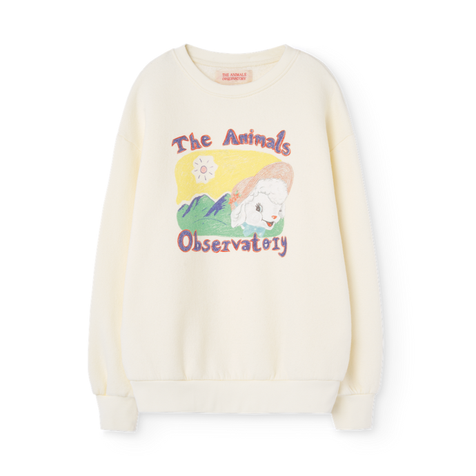 The Animals Observatory cream sweatshirt with illustrative sheep print from the new FW24 collection.