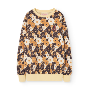 The Animals Observatory soft yellow sweatshirt with all over brown flower print from the new FW24 collection.