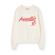 Load image into Gallery viewer, The Animals Observatory cream sweatshirt with &#39;Animalli&#39;s&#39; print in red from the new FW24 collection.
