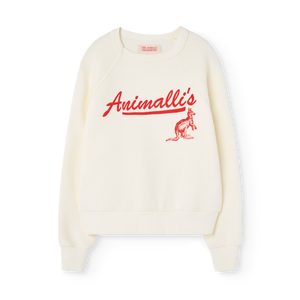 The Animals Observatory cream sweatshirt with 'Animalli's' print in red from the new FW24 collection.