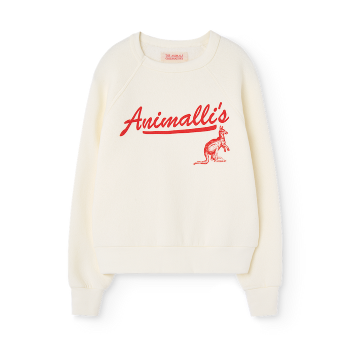 The Animals Observatory cream sweatshirt with 'Animalli's' print in red from the new FW24 collection.