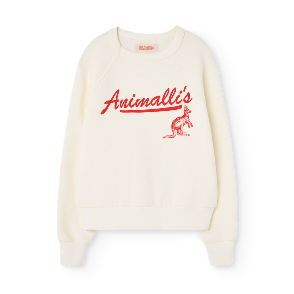 The Animals Observatory cream sweatshirt with 'Animalli's' print in red from the new FW24 collection.