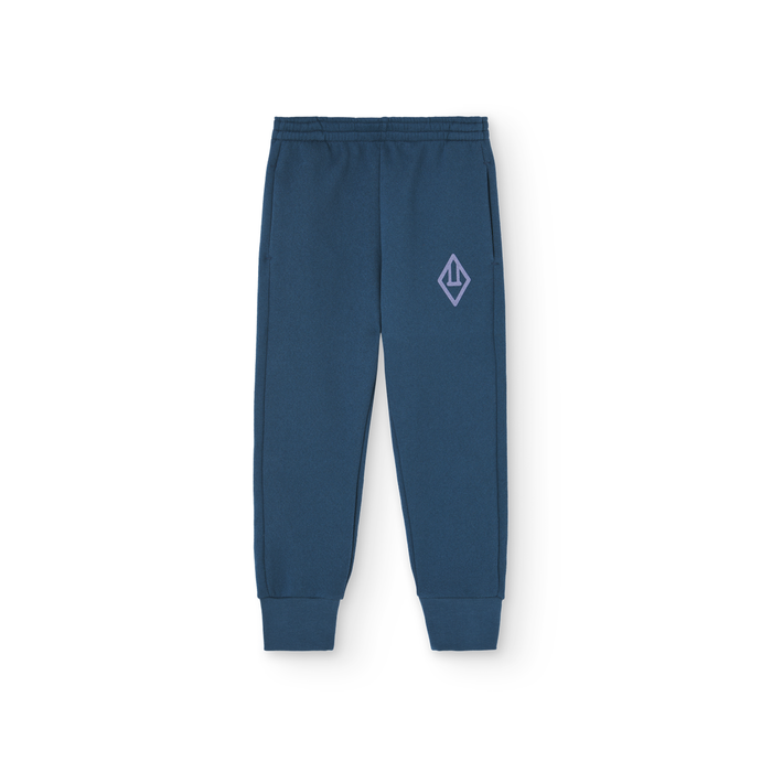 The Animals Observatory dark blue panther sweatpants with large purple logo print from the new FW24 collection.