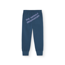 Load image into Gallery viewer, The Animals Observatory dark blue panther sweatpants with large purple logo print from the new FW24 collection.
