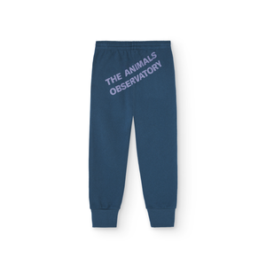 The Animals Observatory dark blue panther sweatpants with large purple logo print from the new FW24 collection.