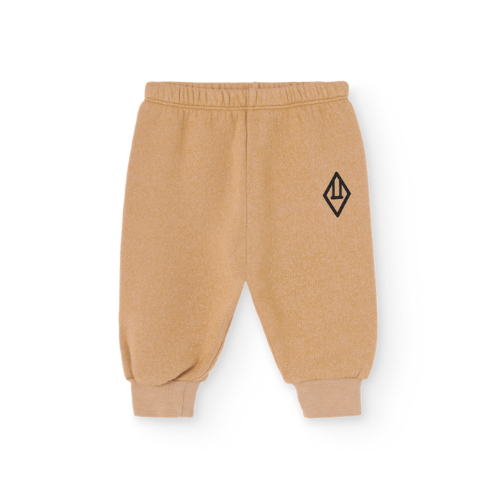 The Animals Observatory soft brown baby sweatpants with black logo print from the new FW24 collection.