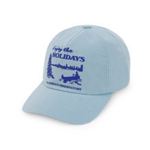 Load image into Gallery viewer, The Animals Observatory blue cap with &#39;Enjoy The Holidays&#39; print on the front from the new FW24 collection.&nbsp;
