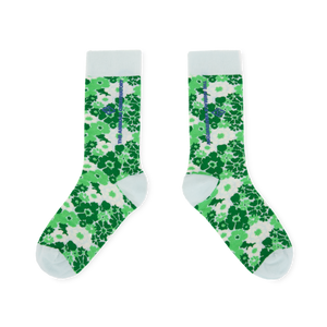 The Animals Observatory soft blue socks with green flower print from the new FW24 collection.