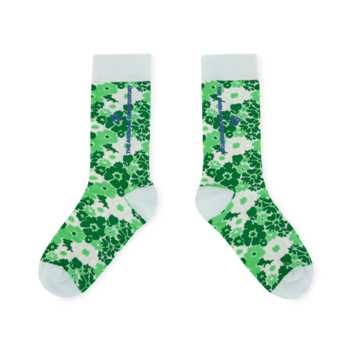 The Animals Observatory soft blue socks with green flower print from the new FW24 collection.