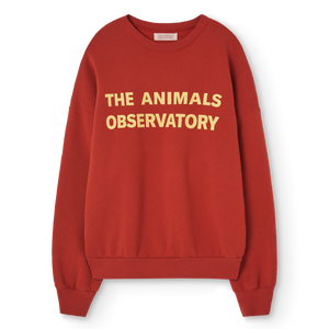 The Animals Observatory maroon sweatshirt with logo print in yellow from the new FW24 collection.