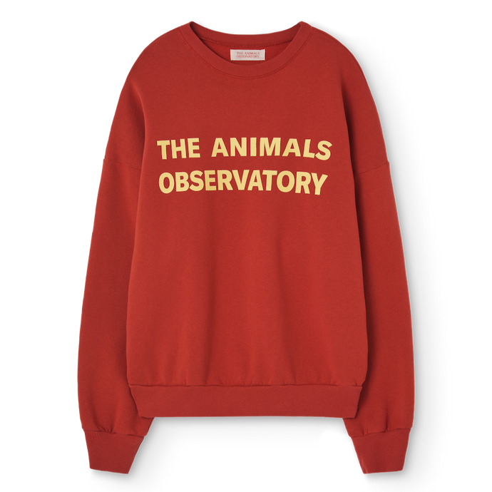 The Animals Observatory maroon sweatshirt with logo print in yellow from the new FW24 collection.