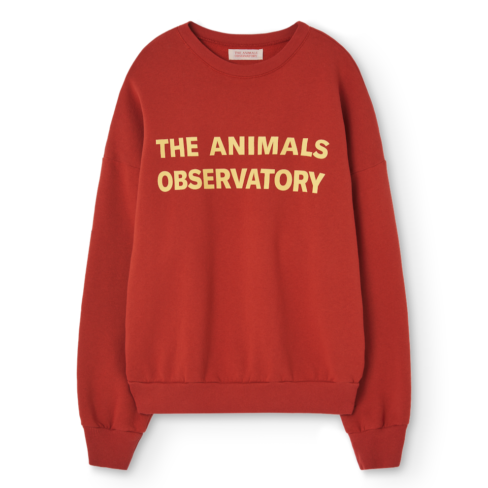 The Animals Observatory maroon sweatshirt with logo print in yellow from the new FW24 collection.