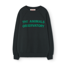 Load image into Gallery viewer, The Animals Observatory deep green sweatshirt with logo print in green from the new FW24 collection.
