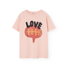 Load image into Gallery viewer, The Animals Observatory Pink t-shirt with &#39;LOVE&#39; and heart graphic
