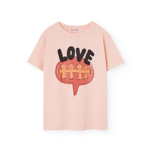 The Animals Observatory Pink t-shirt with 'LOVE' and heart graphic