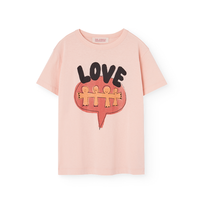 The Animals Observatory Pink t-shirt with 'LOVE' and heart graphic