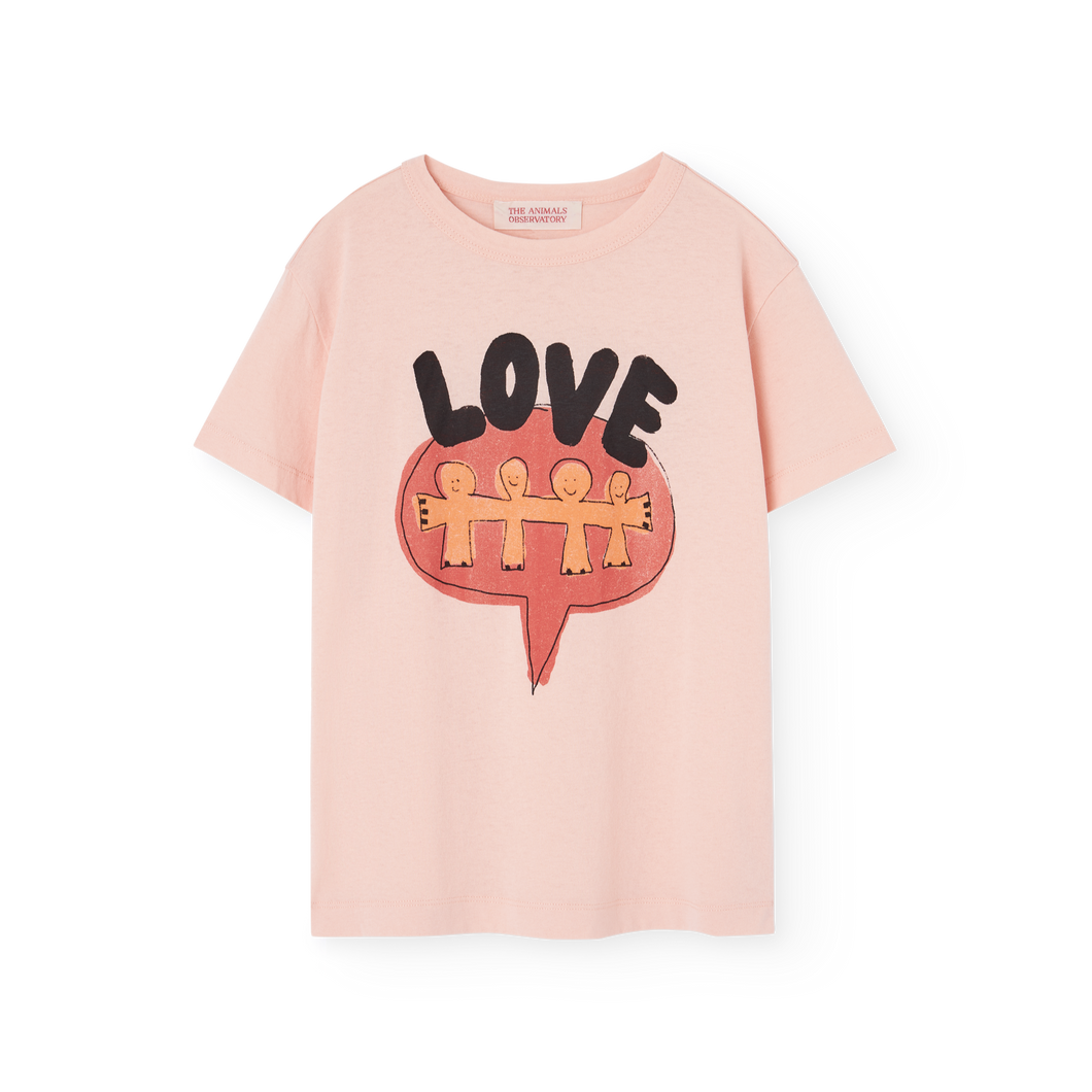 The Animals Observatory Pink t-shirt with 'LOVE' and heart graphic