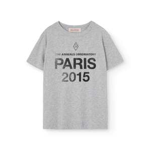 Children's grey t-shirt with 'The Animals Observatory Paris 2015' print and yellow sun print on the back